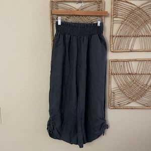 Nomad the Label Sadhu Gray French Linen Flax Pants Gray Boho Lagenlook Sz 6 B24